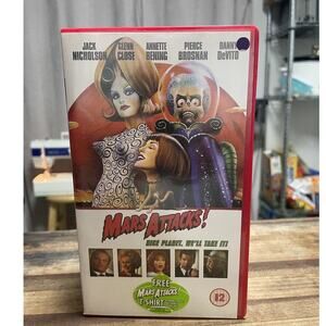 Vintage Mars Attacks shirt Sci Fi Comedy Movie Film Vhs Video Cassette Tape